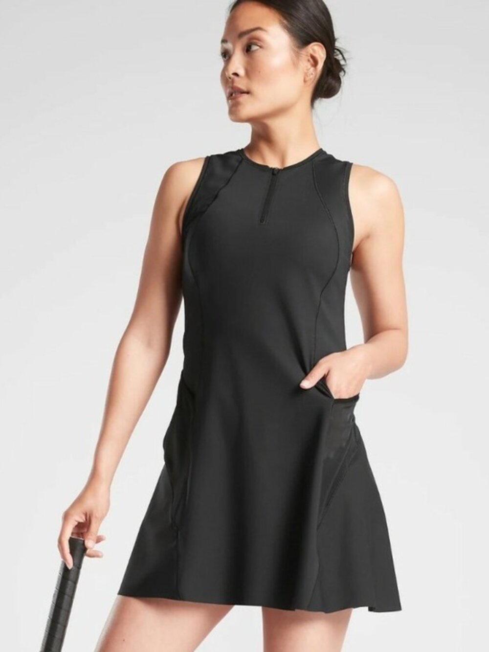 Athleta Black Match Point Sleeveless Activewear Tennis Golf Pickleball Dress S